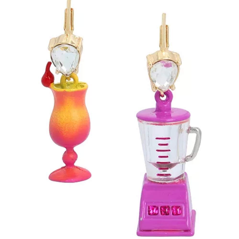 Faux Stone Drink Blender Mismatch Earrings